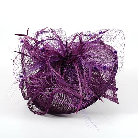 Fascinators élégants violet foncé au Royaume-Uni pour les mariages OHAR-S170-02-1