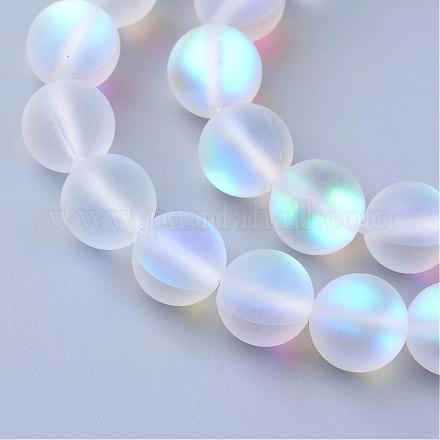 Chapelets de perles en pierre de lune synthétique G-R375-10mm-A13-1