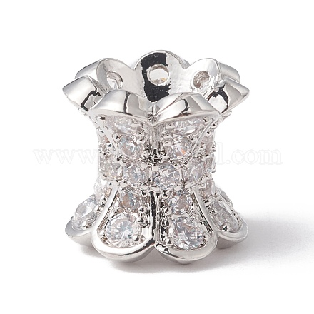 Eco-Friendly Rack Plating Brass Micro Pave Cubic Zirconia Double Sided Bead Caps KK-F835-25B-P-1