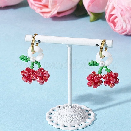 Серьги-кольца вишневого цвета из нержавеющей стали 304 EJEW-TA00772-1