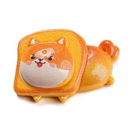 不透明樹脂模造食品デコデンカボション  犬と一緒にパン  オレンジ  30x21.5x10.5mm CRES-P026-D04-1