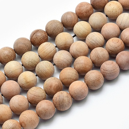 Chapelets de perles en bois naturel WOOD-P012-02-10mm-1