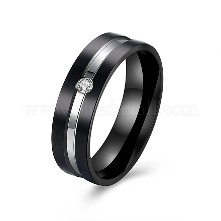 Regalos del día de san valentín anillos de pareja de circonita cúbica de acero de titanio para hombres RJEW-BB16425-7-1