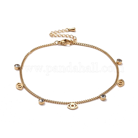 Bracelet de cheville à breloque en forme d'oeil et strass en cristal pour femme STAS-D454-06G-1