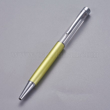 創造的な空のチューブボールペン  内側に黒のインクペンを詰め替えます  DIYキラキラエポキシ樹脂クリスタルボールペンハーバリウムペン作り用  銀  ダークカーキ  140x10mm X-AJEW-L076-A16-1