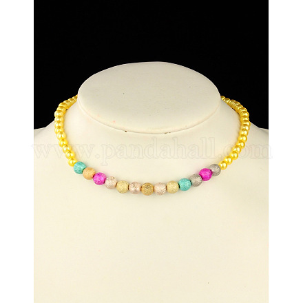 Collane di perle in acrilico elastico per i bambini NJEW-JN00425-05-1