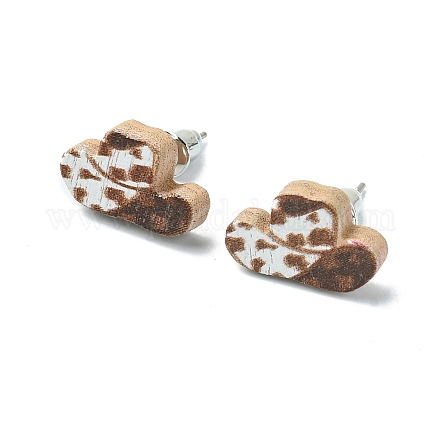 Boucles d'oreilles en bois de peuplier EJEW-G376-01E-1
