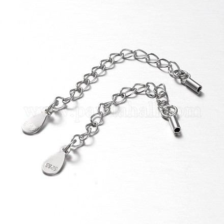 Sterling Silver Column Cord Ends with Twisted Chains STER-E041-10P-1