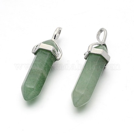 Natural Green Aventurine Bullet Double Terminated Pointed Pendants G-F171-15-1