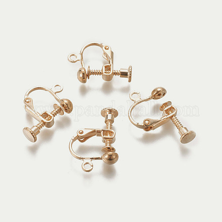 Accessoires de boucle d'oreille clips à vis en laiton plaqué avec pince spirale X-KK-P169-04KCG-1