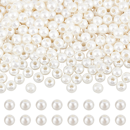 NBEADS 500 Pcs White ABS Faux Pearl Beads KY-NB0001-40-1