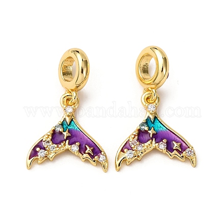 Латунные фиолетовые эмалевые европейские подвески в виде хвоста русалки KK-A265-06B-G-1