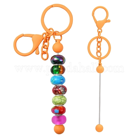Backperlen-Schlüsselanhänger aus bemalter Legierung und Messing für die Schmuckherstellung DIY-YW0007-58D-1