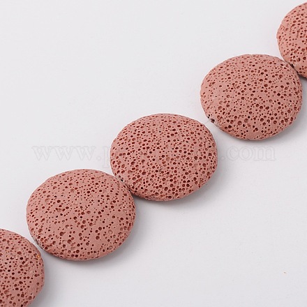 Lentil Synthetic Lava Rock Beads Strands G-N0101-19-1