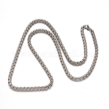 304 Stainless Steel Box Chain Necklaces NJEW-H421-4-1