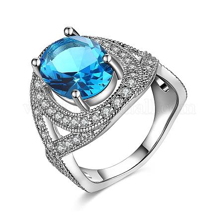 Los anillos de dedo de cristal de bronce romántica RJEW-BB19574-A-6-1
