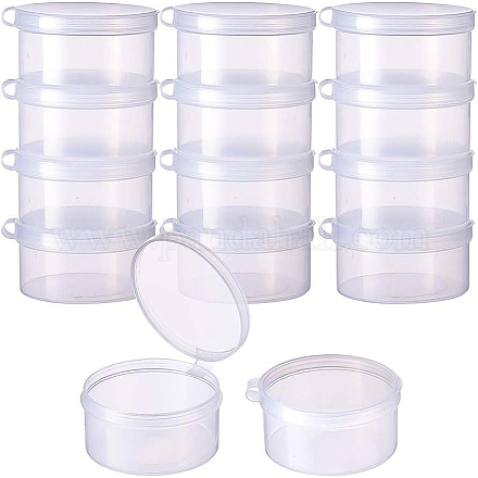 Benecreat 12 Packung 35 ml runde durchsichtige Aufbewahrungsbehälter aus Kunststoffperlen mit Klappdeckel für Artikel CON-BC0004-17-1