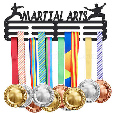 Espositore da parete con porta medaglie in ferro a tema sportivo ODIS-WH0021-534-1