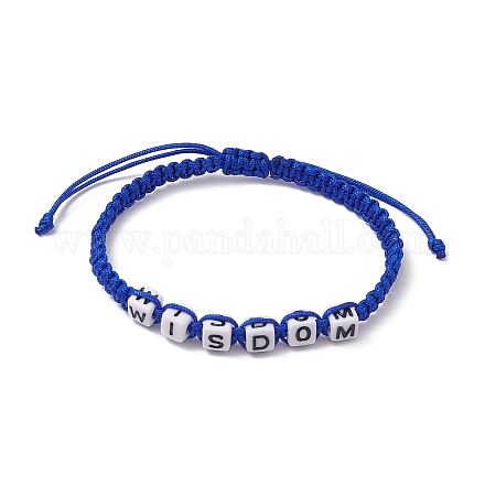 Bracelets de perles tressées en acrylique mot sagesse BJEW-JB09454-1