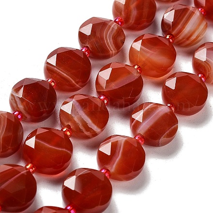 Chapelets de perles rouges en agate naturelle G-NH0004-029-1
