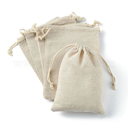 コットンラッピングポーチ巾着袋  ギフトサシェバッグ  モスリンバッグ再利用可能なティーバッグ  小麦  17x12cm ABAG-R011-13x18-1