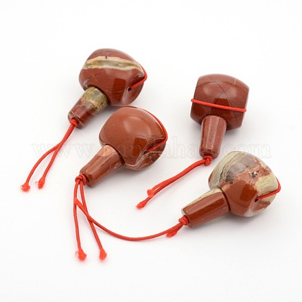 Gourde 3 trous perles jaspe rouge naturel gourou G-F223-05-12mm-1