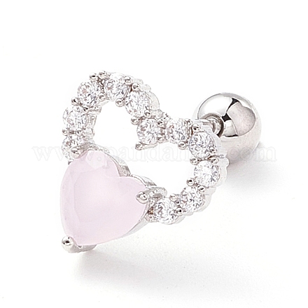 Серьги-гвоздики с двойным сердцем «кошачий глаз» для женщин&nbsp;LS-EJEW-A065-13P-1