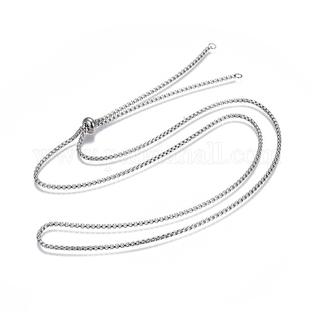 Adjustable 304 Stainless Steel Slider Necklaces NJEW-L156-002A-P-1