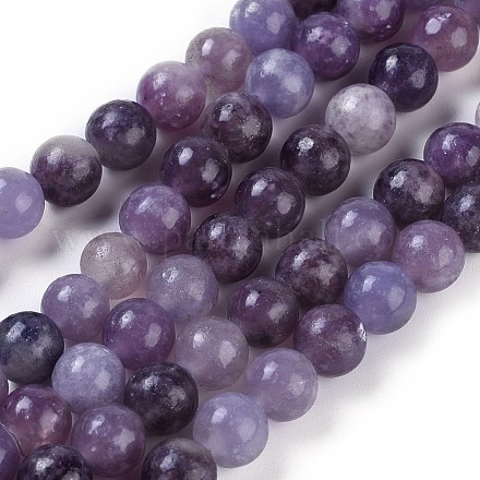 Lepidolita natural / hebras de perlas de piedra de mica púrpura G-E545-01A-1