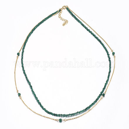 Ярусные ожерелья с граненым натуральным малайзийским нефритом (окрашенным) NJEW-F212-08D-1