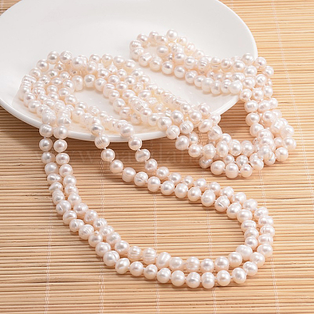 Natural Pearl Nuggets Beads Necklace NJEW-P126-A-05-1
