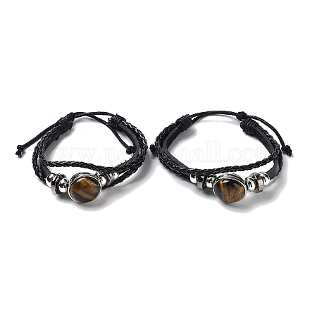 Натуральные многониточные браслеты «Тигровый глаз» BJEW-Q337-01H-1