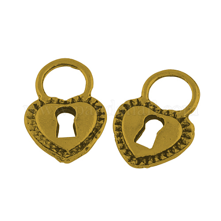 Tibetan Style Alloy Lock Pendants TIBEP-4443-AG-RS-1