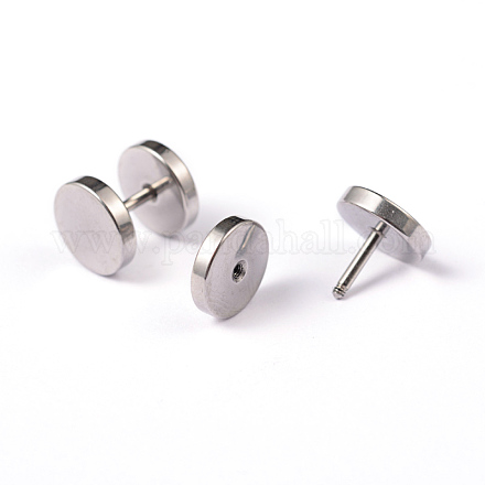 Boucles d'oreilles cartilage barbell plat rond 304 acier inoxydable EJEW-L164-06P-1