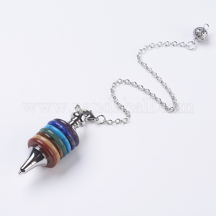 Chakra Natural/Synthetic Mixed Stone Coil Dowsing Pendulums G-E436-01-1