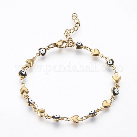 Placage ionique (ip) 304 bracelets en chaîne à maillons en acier inoxydable BJEW-P236-30G-05-1