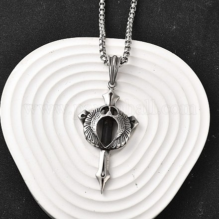 Ожерелья с подвеской в виде меча из нержавеющей стали 304 для женщин и мужчин NJEW-Z076-02AS-1