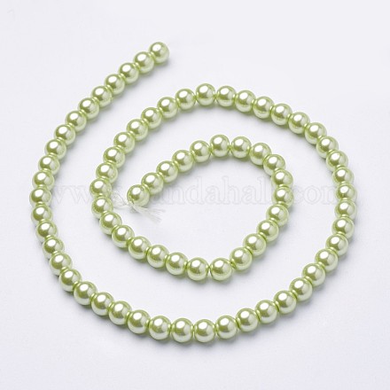 Eco-Friendly Dyed Glass Pearl Round Beads Strands HY-A002-6mm-RB065-1