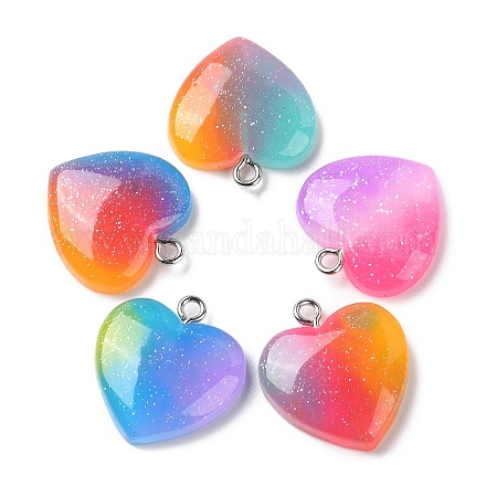 Colgantes de resina opaca de color arcoíris RESI-A025-04-1