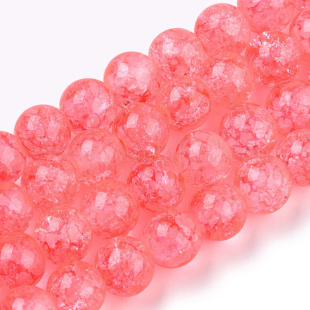 Chapelets de perles en verre craquelé peint DGLA-Q023-8mm-YS65-A-1