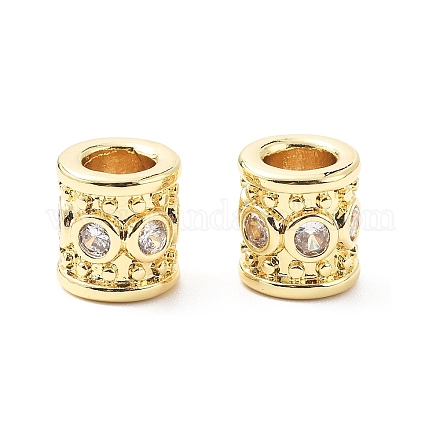 Колонна латунные микропаве прозрачные кубические цирконии европейские бусины KK-L237-017G-1