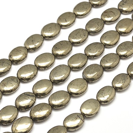 Ovales pyrite naturelle perles brins G-I126-19-14x10mm-1