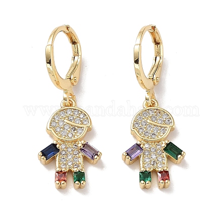 Real 18K Gold Plated Brass Dangle Leverback Earrings EJEW-L269-034G-02-1