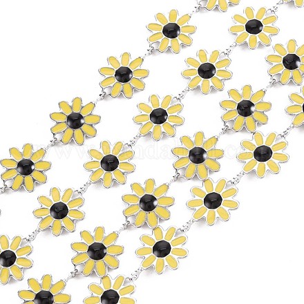 304 Sonnenblumengliederketten aus Edelstahl STAS-N092-01P-1