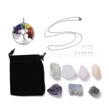 Pandahall elite 20pcs diy kits de collares con colgante de piedras preciosas DIY-PH0005-15-1