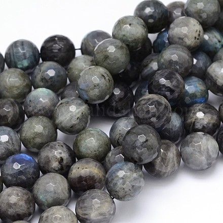Labradorita natural hebras de perlas reronda G-O094-06-18mm-1