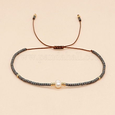 Braccialetti con perle intrecciate con perle finte di vetro e semi WO2637-19-1