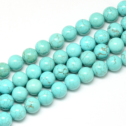 Kunsttürkisfarbenen Perlen Stränge X-G-R003-04-1