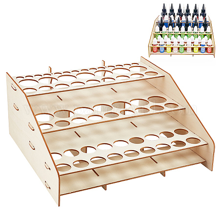 Wholesale NBEADS 3-Layers Wooden Paint Organizer & Paint Brush