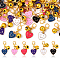 30Pcs 6 Style Alloy Enamel Heart with Smiling Face Pendant Decorations, with Alloy Swivel Clasps, Mixed Color, 28mm